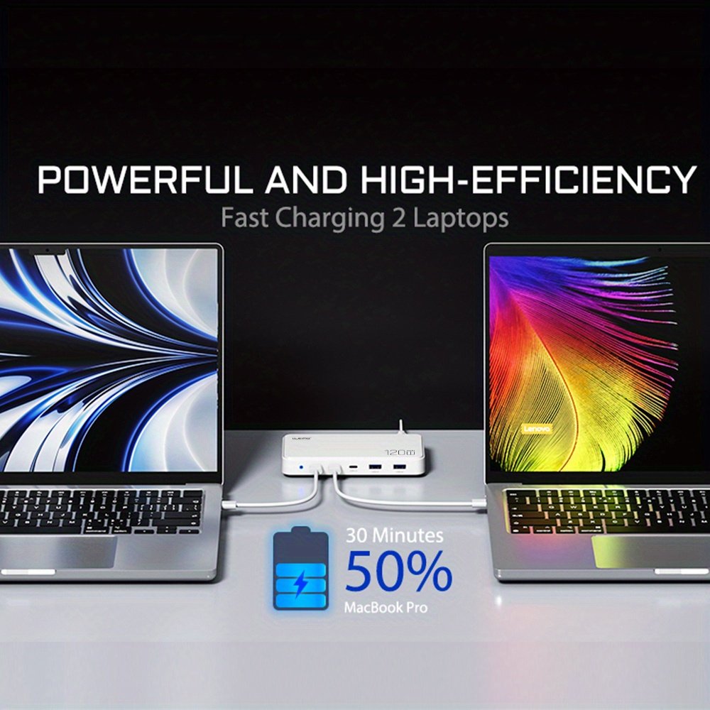 USB C Fast Charger 120W 5 Ports Type USB C Charging Station Hub Block USB C Wall Charger Power Strip Adapter Plug Cube Brick 3 USB C 2 USB A for iPad iPhone 15 14 13 12 11 Pro Max & for Samsung Pixel Note Galaxy series PD 100W Fast Charger For Laptop - Image 7