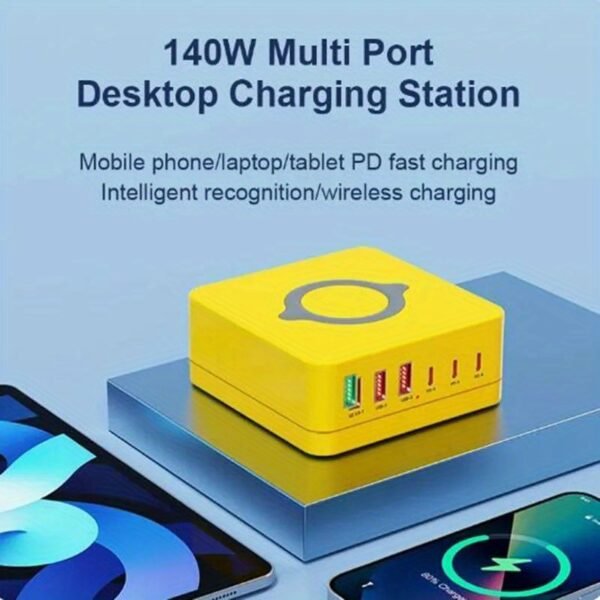 1pc 140W 6 Ports USB Charger Station Fast Wireless Charging Stand QC PD3.0 65W Quick Charge for Laptop Tablet for iPhone for Samsung for Xiaomi, ILEPO - Image 7