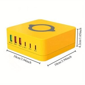 1pc 140W 6 Ports USB Charger Station Fast Wireless Charging Stand QC PD3.0 65W Quick Charge for Laptop Tablet for iPhone for Samsung for Xiaomi, ILEPO
