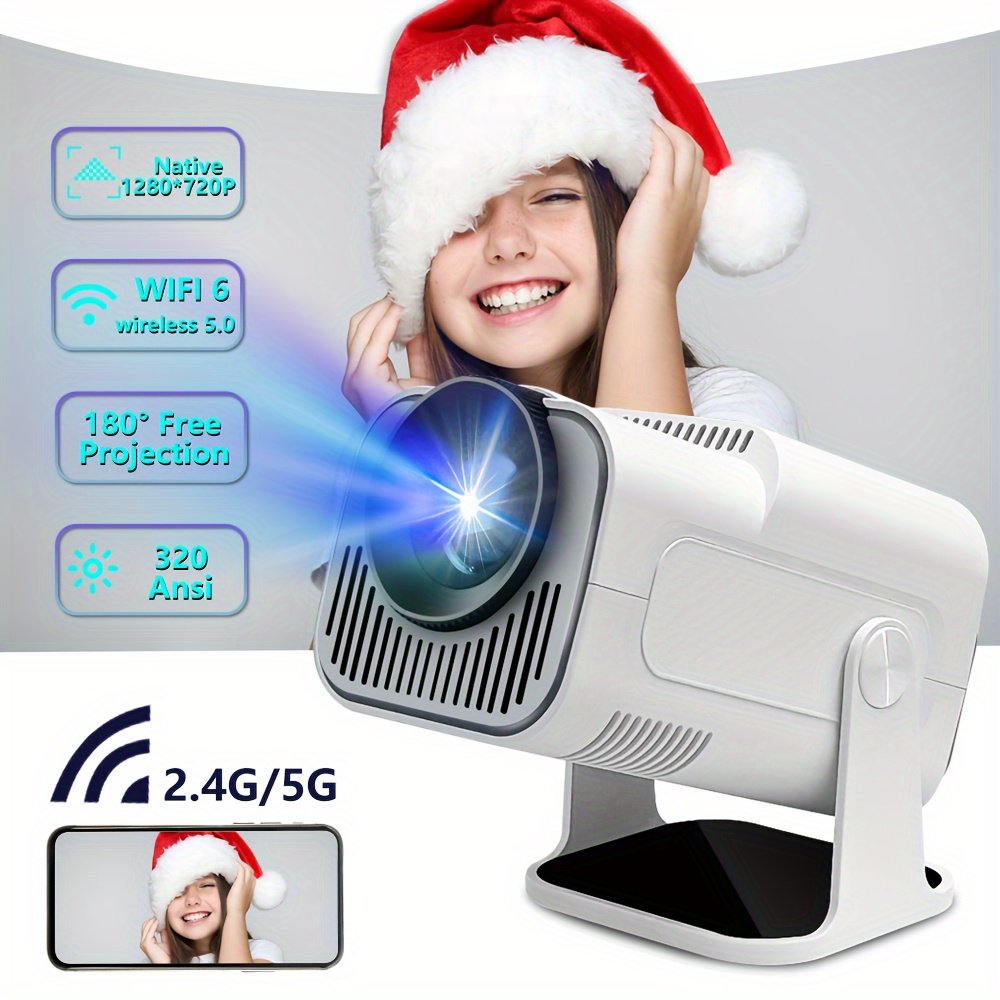 W WUDUNG HY320 Mini Projector - 1280*720P HD, 320ANSI Brightness, WiFi6 & Wireless5.0, Supports 4K Video, Portable for Home Cinema, Outdoor Parties & Office Use, EU Plug - Image 7