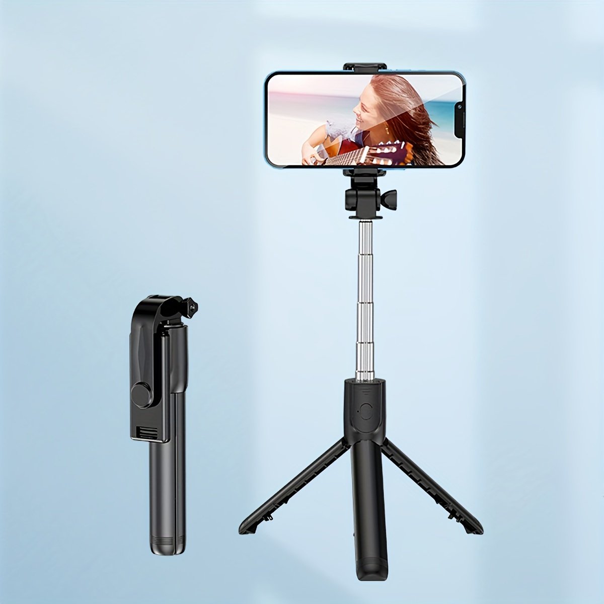 1pc 360° Rotatable Wireless Selfie Stick Tripod, Panoramic Smartphone Stand for Travel, Outdoors, Live Streaming & Video Recording, Plastic, Battery Powered, Non-rechargeable Button Battery, ≤36V - Image 5