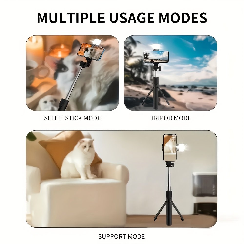 Portable Selfie Stick with LED Fill Light & Remote - Rechargeable Battery, USB Powered, Wireless Enabled for Easy Photography and Video Recording, Selfie Stick for Phone - Image 15