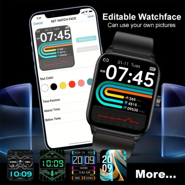 New Smartwatch, 3D Dynamic Sports Plant Growth Dial, 1.85-Inch Large Screen, True IP68 Waterproof, Smart Call Watch, 100+ Sports Modes, Connectable to Iphone And Android Phones, Answer And Make Calls, Message Push - Image 2