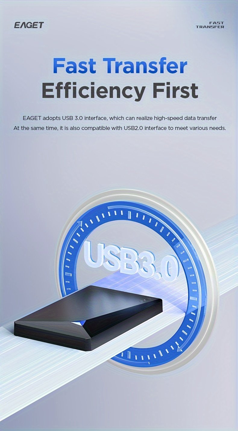 1pc EAGET Portable External Hard Drive - 6.35cm Mechanical HDD with USB 3.0, NTFS File System, Plug and Play Design for PC, Mac, Laptop, PS4, Xbox One - 250GB/320GB/500GB Options - Image 13