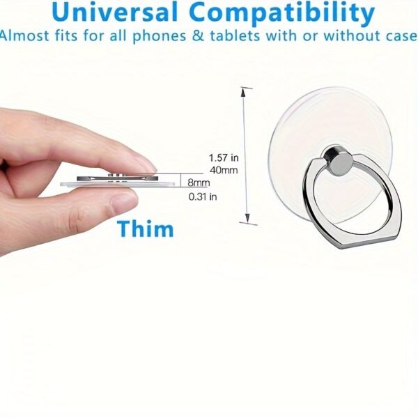 2 Packs Transparent Mobile Phone Ring Holder 360° Rotation Mobile Phone Ring Holder Mobile Phone Finger Holder Handheld Phone Grip For Phone Case (Round) - Image 2