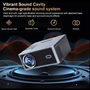 PGIVDA 1080P Full HD Projector, LCD Display, 3000-99999 Lumen Brightness, 16:9 Aspect Ratio, with Motorized Focus, 6G+2.4G WiFi, Table Mount, Button Control, Display Port, Built-in Speakers, 220-240V European Plug, for Home Theater, Outdoor Movies