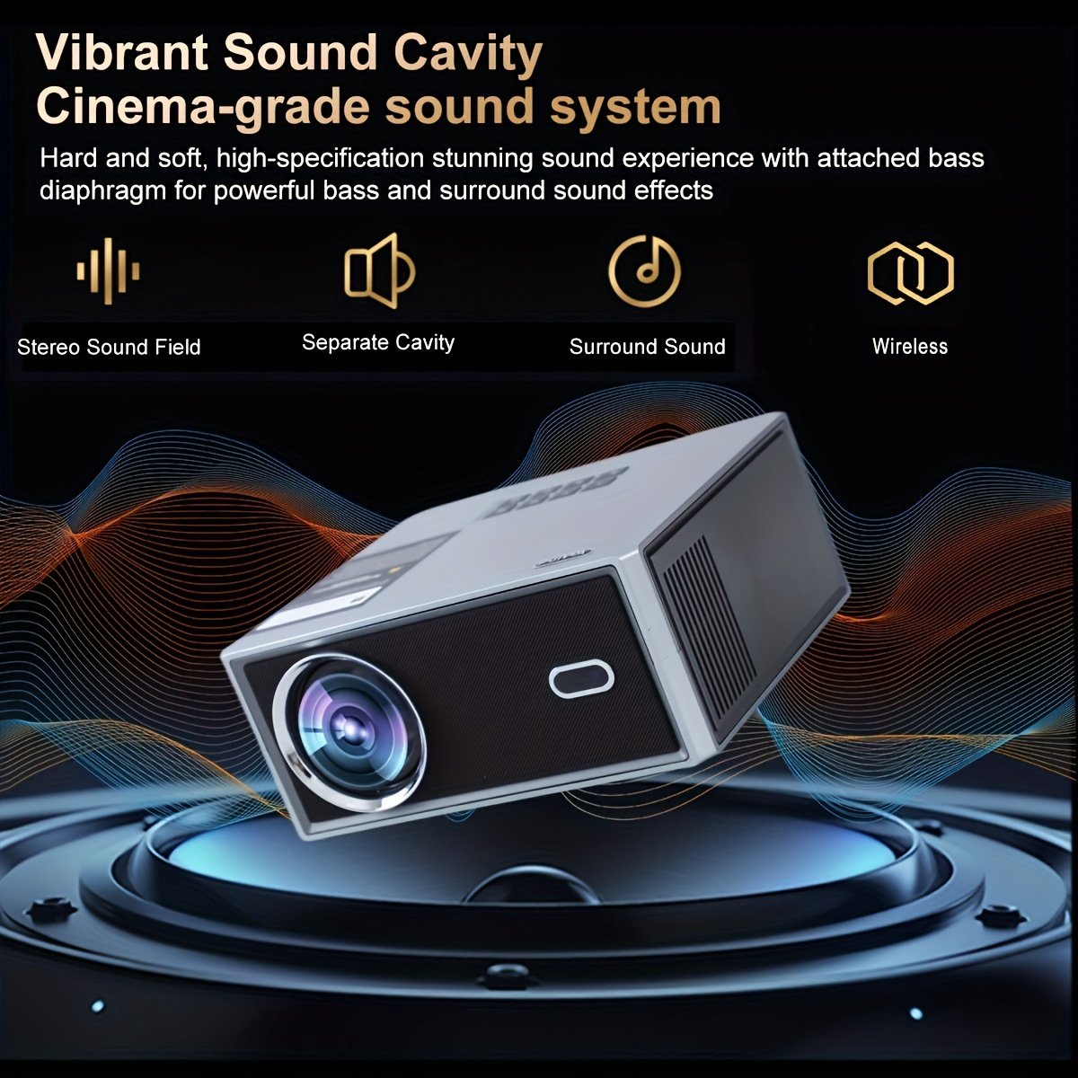 PGIVDA 1080P Full HD Projector, LCD Display, 3000-99999 Lumen Brightness, 16:9 Aspect Ratio, with Motorized Focus, 6G+2.4G WiFi, Table Mount, Button Control, Display Port, Built-in Speakers, 220-240V European Plug, for Home Theater, Outdoor Movies