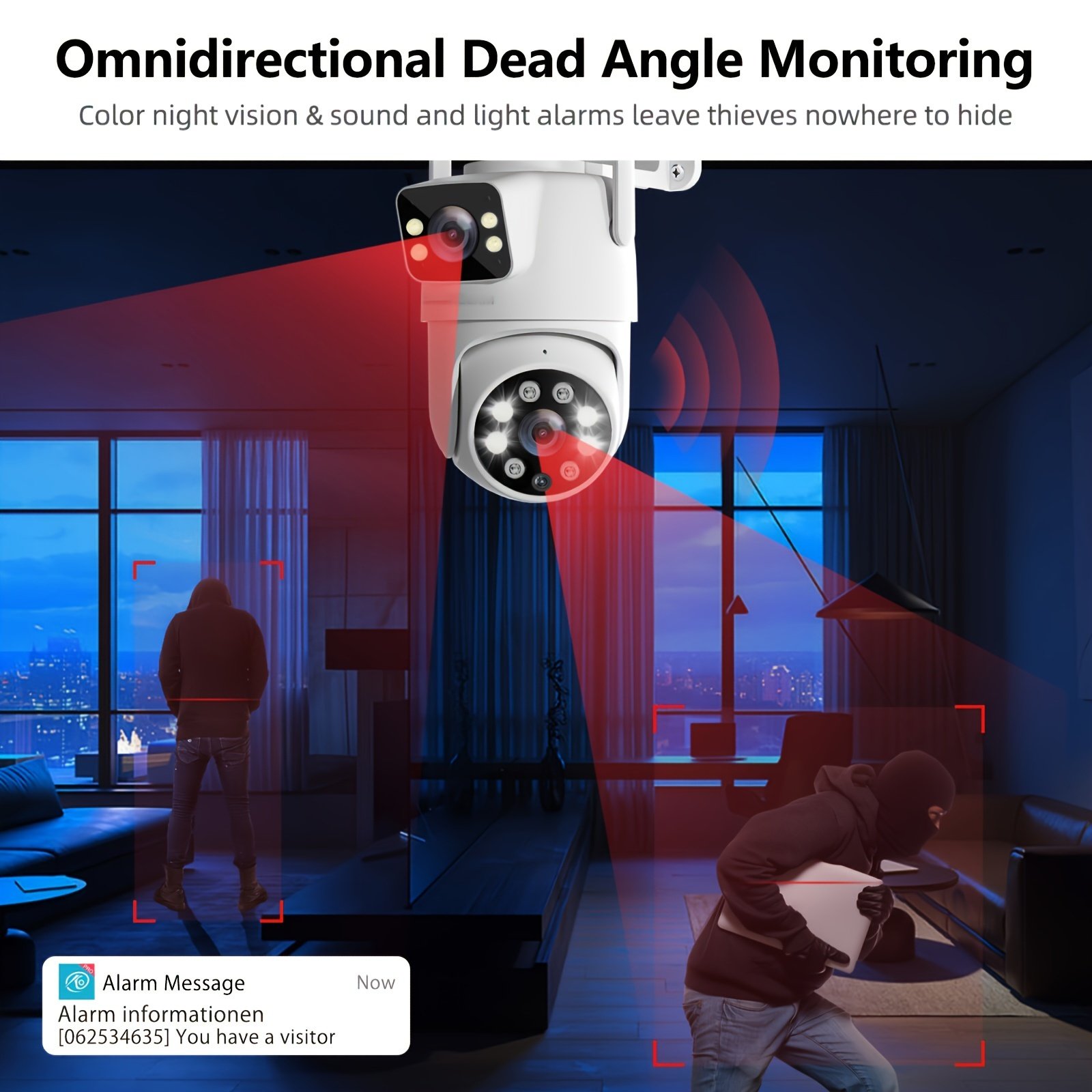 1pc SZSINOCAM 720P HD Wireless Outdoor Security Camera, Dual Lens, 2K Ultra Clear Night Vision, Waterproof, App Control, USB Charging, 360° Pan-Tilt, Motion Detection, Two-Way Audio, No Battery, Wi-Fi Enabled - Image 11