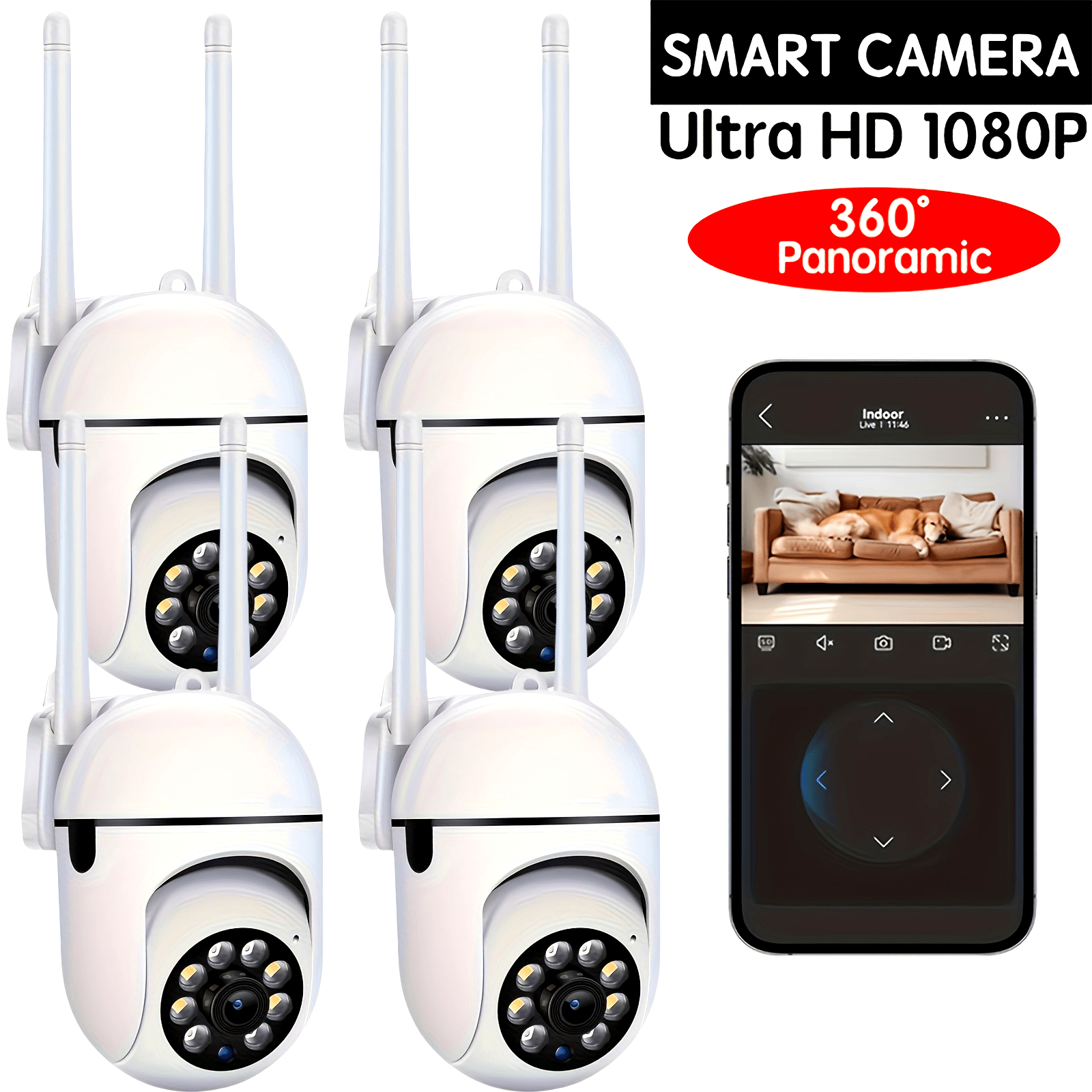 1pc of Wireless 1080P HD Wifi Security Camera, Color Night Vision, Two-Way Audio, 360-Degree Pan/Tilt/Zoom, Motion Tracking And Detection, Suitable for Home Security, Spotlight And Alarm. - Image 2
