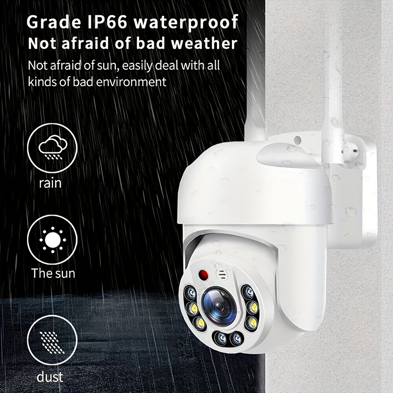 QKH 1080P Outdoor WiFi Security Camera - IP66 Waterproof, PTZ Auto-Tracking with AI Human Detection, Full Color Night Vision, Two-Way Audio, 360° Panoramic View, USB Powered, Christmas Decor - Image 2
