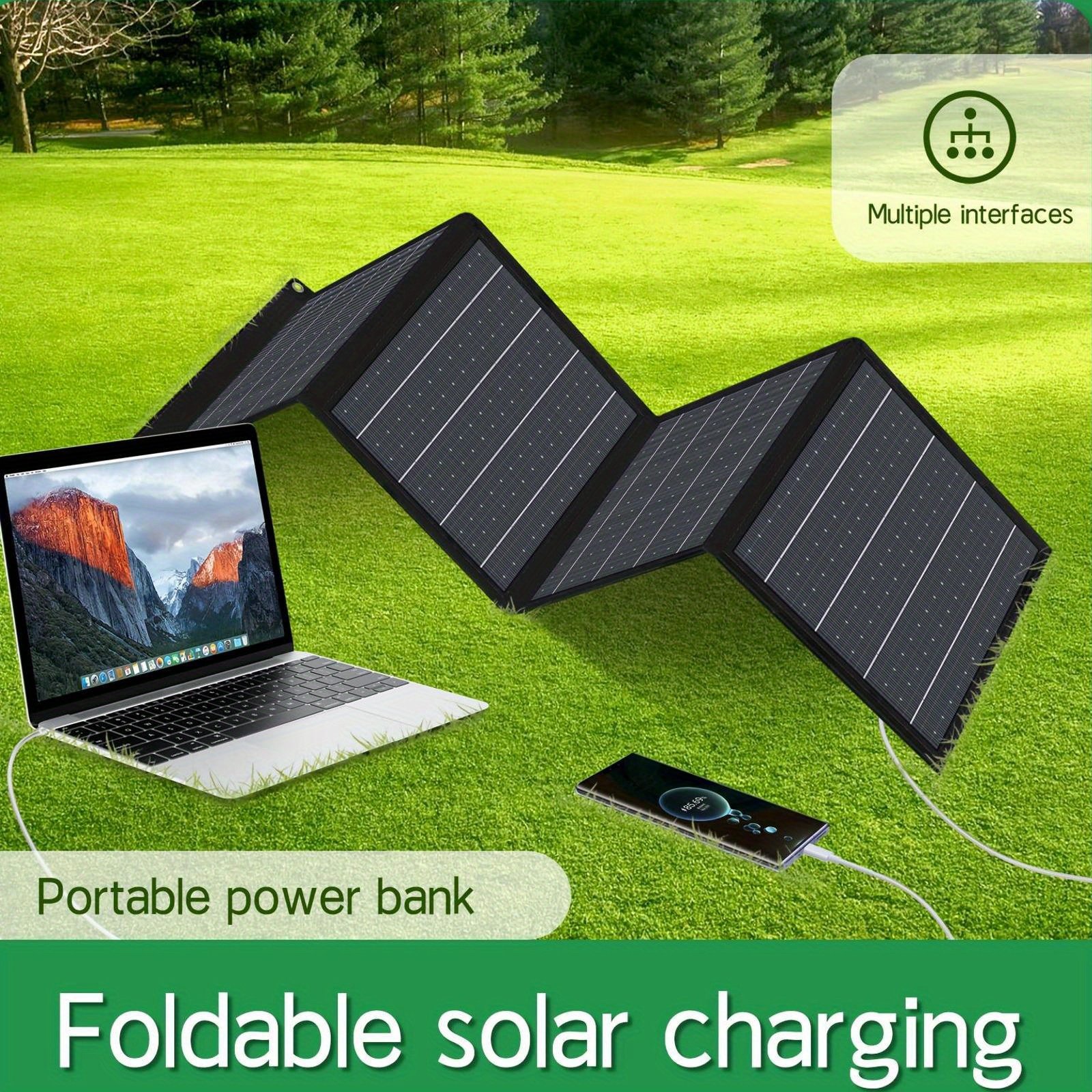 65W Solar Charger - Lightweight, Portable & Foldable with Carabiner Clip for Mobile Phones - Image 2