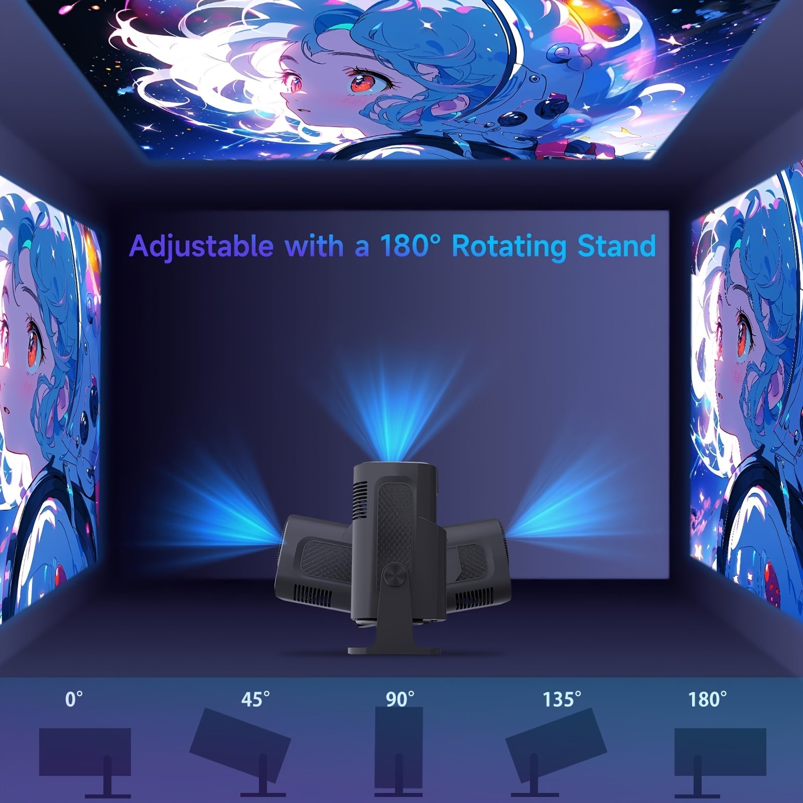 W WUDUNG HY320 MINI Smart Projector - 4K & 1080P HD, 320 Lumens Brightness, 180° Adjustable Stand, Auto Keystone Correction, Surround Sound, WiFi 6/5.2, Wireless, Portable for Outdoor Movies & More - Image 7