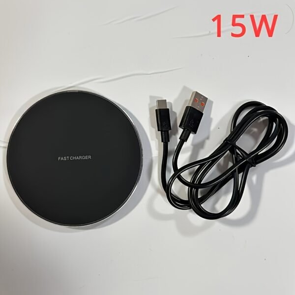 Portable Travel Charger, Round Thin Design, 15W Fast Charging Magnetic Wireless Charger with USB Connector, Compatible with Apple and for SamSung Phones, USB-Powered, 36V Max Voltage, Fast Charging Function, No Battery Required - Image 2