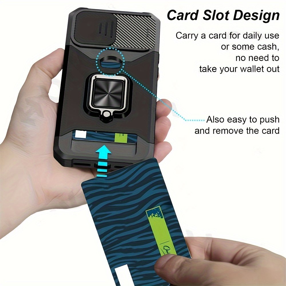 Durable and Sturdy Heavy-duty Phone Case, Suitable for iPhone 16 15 14 13 12 11 Pro XS Max Mini Designed Shock Resistant Hard Phone Case, with Metal Bracket and Card Slot, Suitable for Outdoor Work and Exploration - Image 3