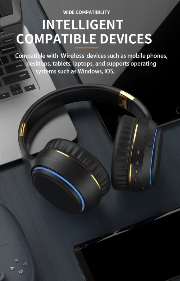 Ultra-large Capacity 400 MAh Wireless Headphones With Ambient Lighting, HIFI Sound Effects, Music All Day Long, 5.3 Chip, Low Latency, High-quality Headphones, Suitable For Travel, Business, Music, Gifts, Work, Phone Calls - Image 23
