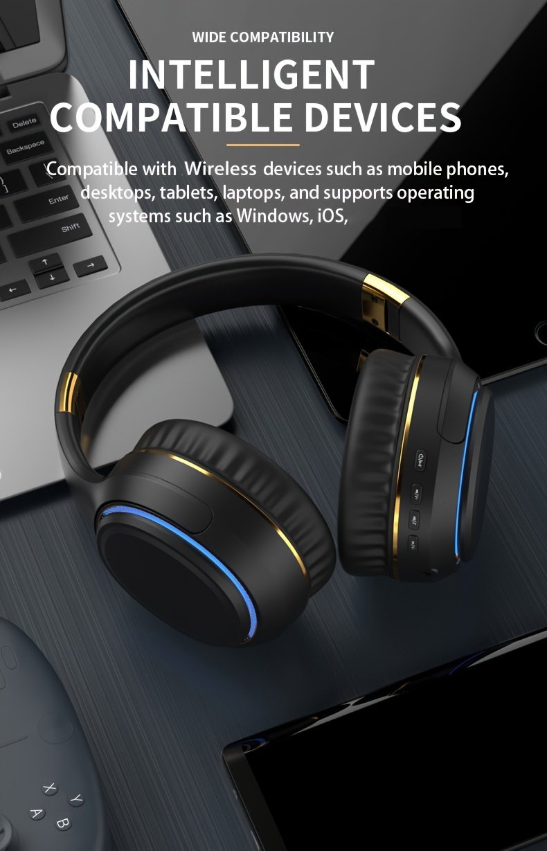 Ultra-large Capacity 400 MAh Wireless Headphones With Ambient Lighting, HIFI Sound Effects, Music All Day Long, 5.3 Chip, Low Latency, High-quality Headphones, Suitable For Travel, Business, Music, Gifts, Work, Phone Calls - Image 23