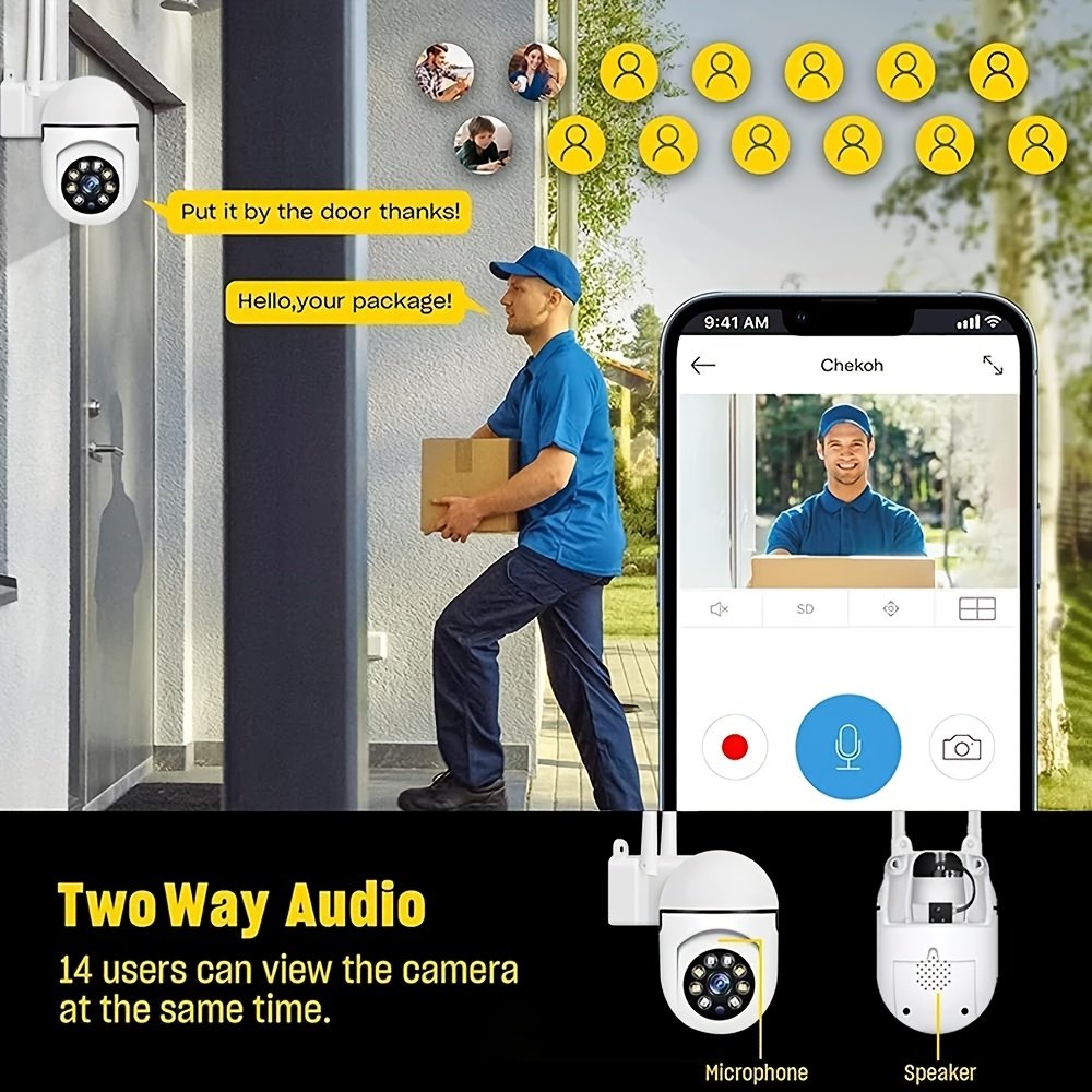 A surveillance camera, two-way intercom home security system, color night vision, AI motion detection, wall hanging, PTZ, two-way audio, application control, USB power supply, support for Wi-Fi, suitable for Christmas and New Year.(charger removed) - Image 8
