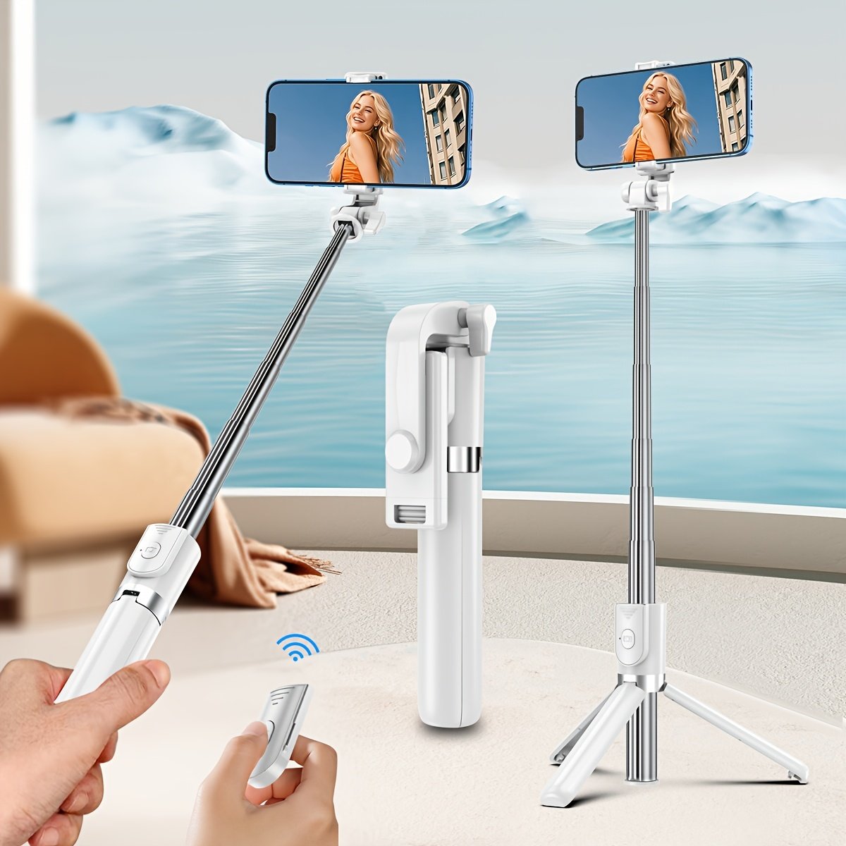 YIIOJUU 1pc 104.14cm Retractable All-in-One Smartphone Selfie Stick - 360° Rotating Tripod Holder, Wireless Remote Control, Ultra-Portable Compact Design Suitable for iPhone/Samsung/Android Phones, Perfect for Travel and Content Creation - Image 10