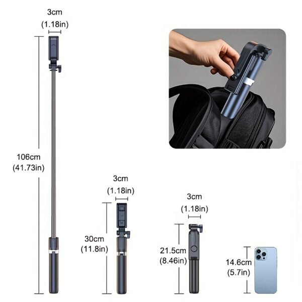 Versatile Selfie Stick Tripod with Anti-Shake, 360° Rotation, Extendable Handheld Stand for Live Streaming & Photography - Battery Powered, Live Broadcast, Photography Tool - Image 4