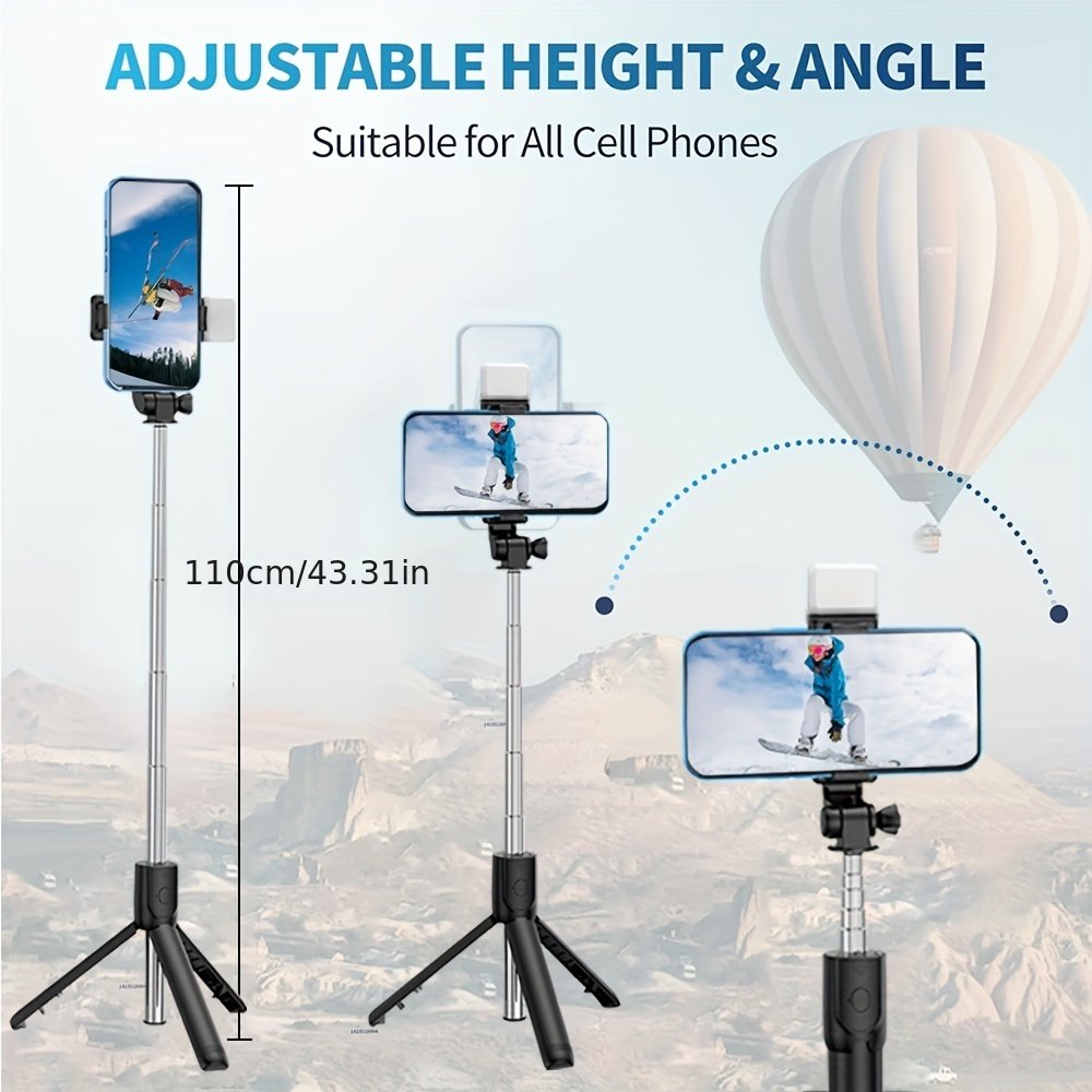 Selfie Stick with 360° Rotation: Mini Travel Portable, Wireless Remote Control, Stable Video Recording, and Design - Image 3