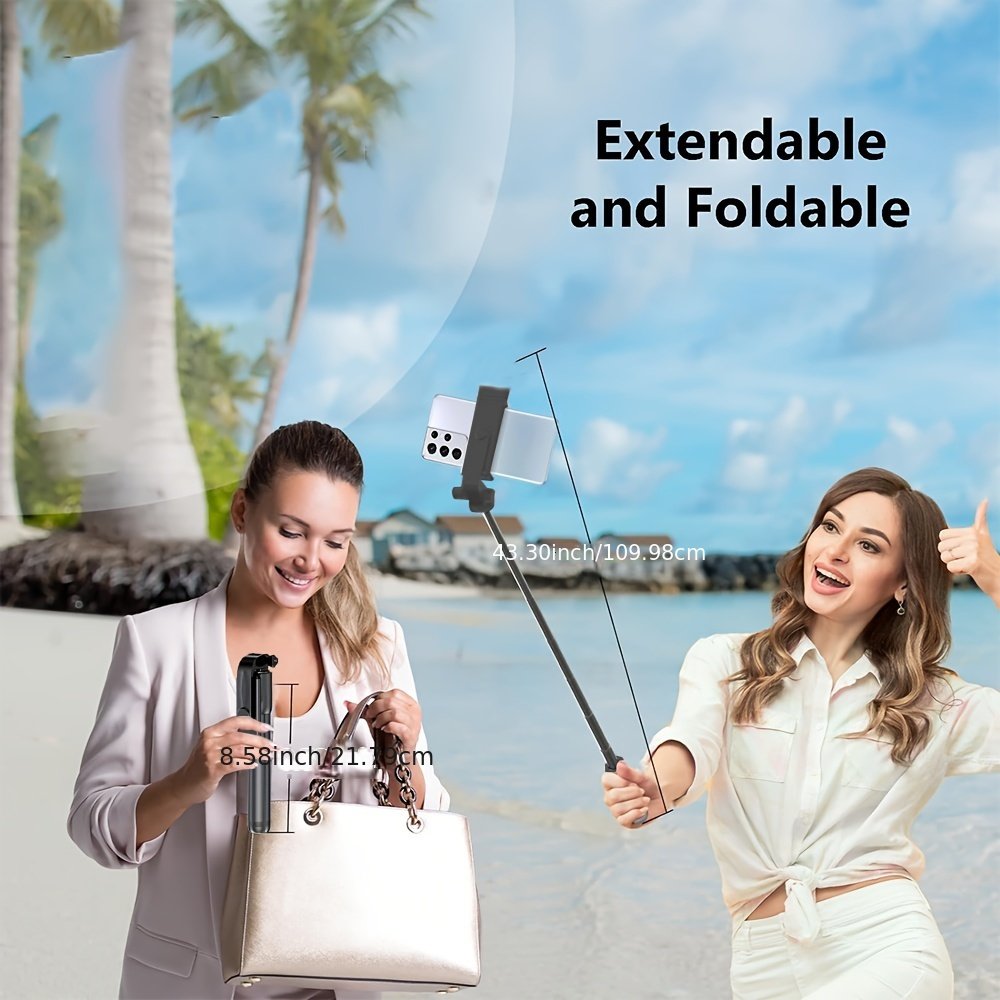 Selfie Stick with 360° Rotation: Mini Travel Portable, Wireless Remote Control, Stable Video Recording, and Design - Image 8