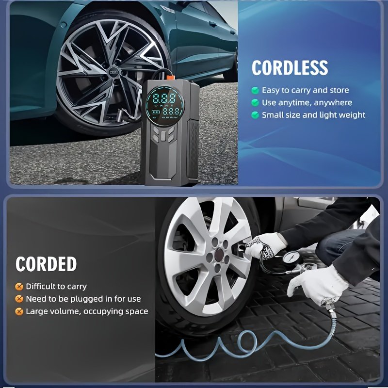 1 Portable Emergency Car Jump Starter with Air Pump & Power Bank - USB Rechargeable, Semi-Automatic, ABS Material, Black - Ideal for Christmas, Valentine's, Thanksgiving - Features Digital Display & Inflates Large Tires - Image 14