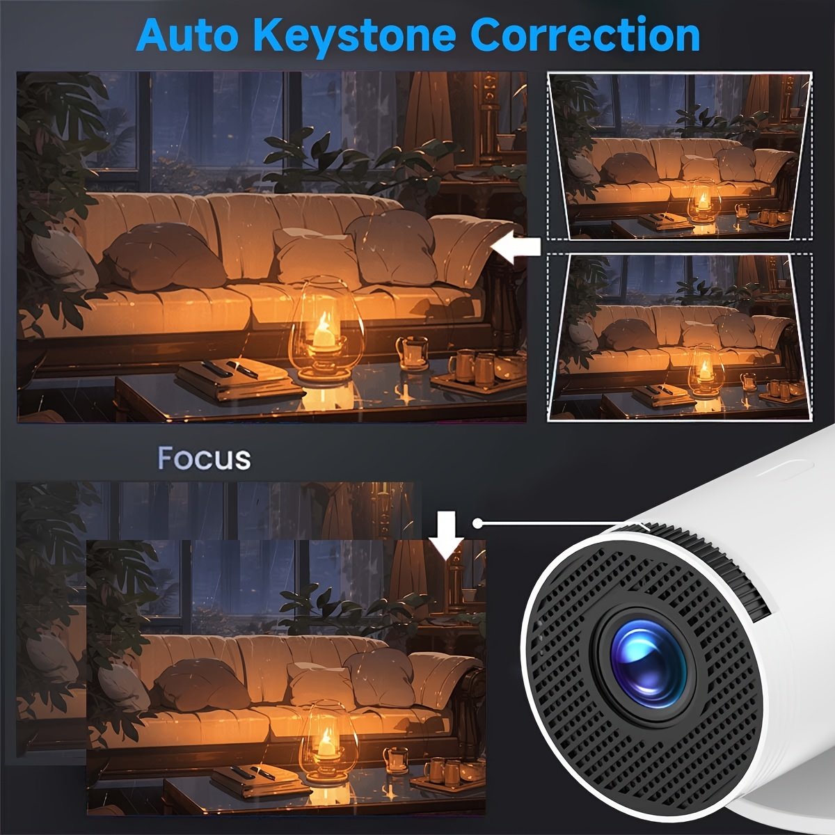 SCUARI Mini Smart HD Projector - for Android 12, Dual-Band 5G WiFi & Wireless 5.2, Auto Keystone Correction, 180° Rotatable, Portable Home Cinema Experience for Smartphone/HDTV/Laptop, European Plug, SCUARI - Image 13