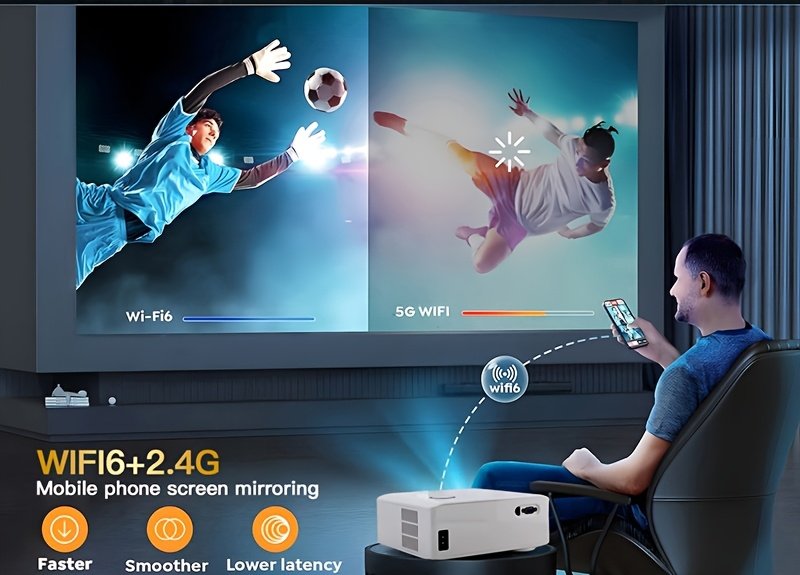 Electric Keystone 6D/4P Projector 4K Home Theater 20000 Lumens, PGIVDA Full HD 1080P WiFi Wireless Projector, Mobile Phone Same Screen, PPT, ±50° Zoom, Projector Compatible with TV Box/PS5/iOS/Android - Image 13