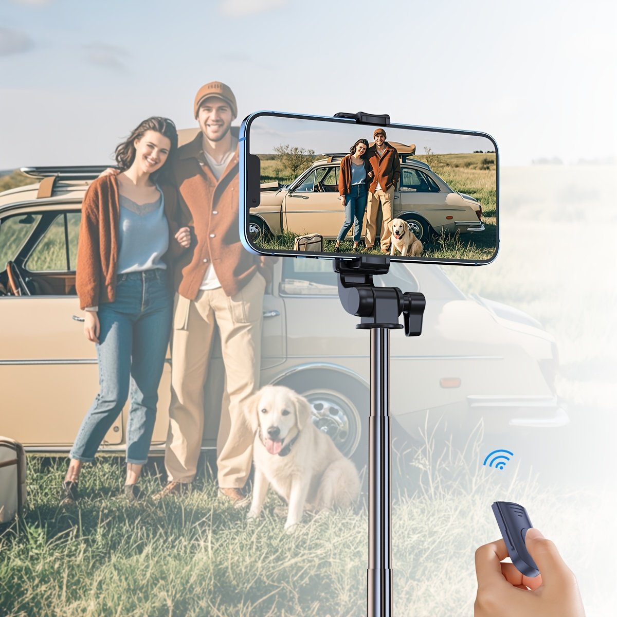 YIIOJUU 1pc 104.14cm Retractable All-in-One Smartphone Selfie Stick - 360° Rotating Tripod Holder, Wireless Remote Control, Ultra-Portable Compact Design Suitable for iPhone/Samsung/Android Phones, Perfect for Travel and Content Creation - Image 9