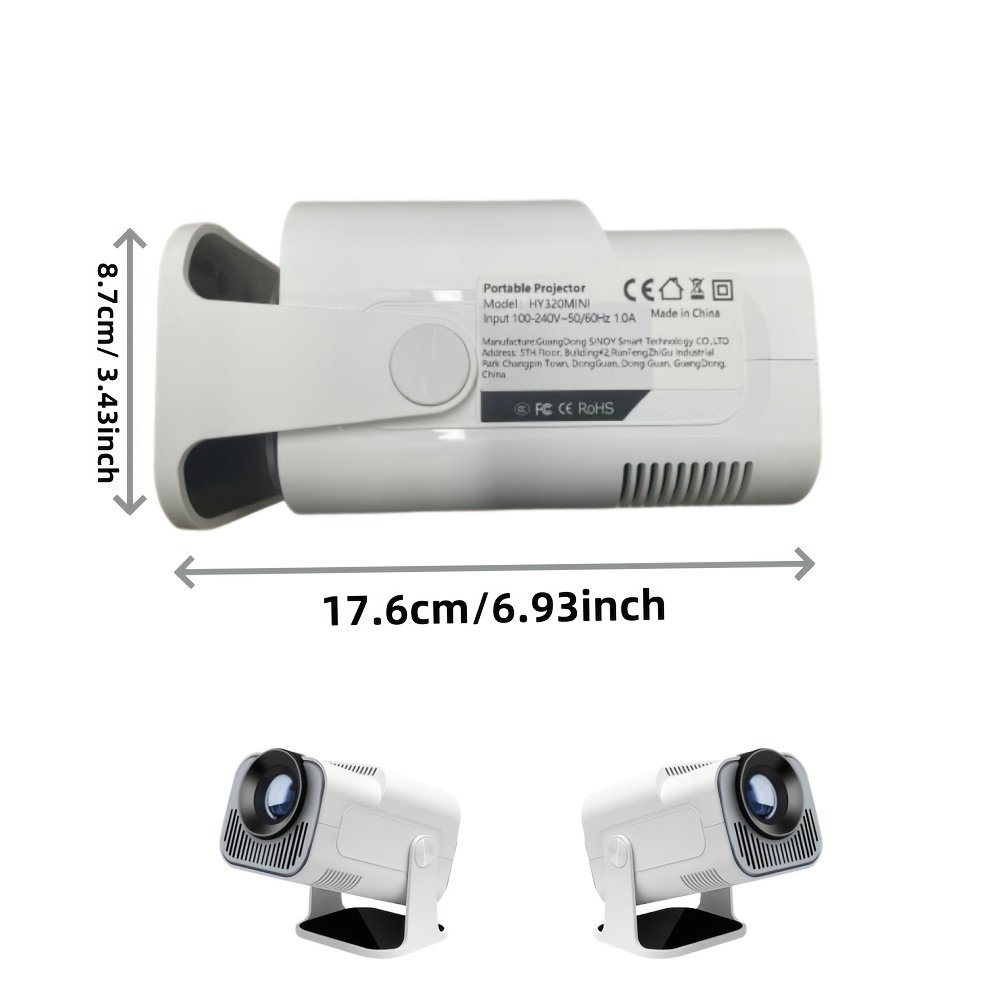 2024 New HY320 Mini Projector 4K Ultra HD, Android 11.0, Lightweight and Portable 1280P 720P 320ANSI Portable Wireless Home Cinema 180 ° Projection Multi angle Adjustment - Image 6