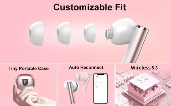 Wireless Earbuds With 40H Playtimes Charge Case, Wireless 5.3 Headphones, Deep Bass, Running Earphones With 4-Mic Clear Call, LED Display, In Ear Headphones For Work/Gym - Image 11
