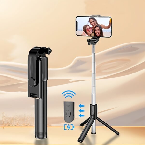 1pc 360° Rotatable Wireless Selfie Stick Tripod, Stainless Steel Portable Telescopic Phone Tripod with Wireless Function, Compatible with Multiple Smartphones, Battery-Operated with Button Cell Battery - Image 4