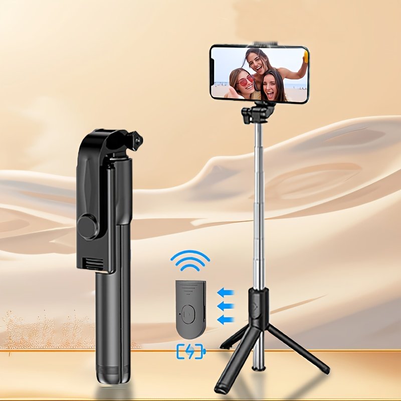 1pc 360° Rotatable Wireless Selfie Stick Tripod, Stainless Steel Portable Telescopic Phone Tripod with Wireless Function, Compatible with Multiple Smartphones, Battery-Operated with Button Cell Battery - Image 4