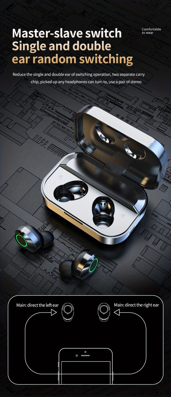 Wireless Earbuds with LED Battery Indicator, TWS In-Ear Headphones for Android & iOS - Noise-Canceling Voice Calls, Volume Control, USB Charging Case, Stereo Sound, Wireless Connectivity, Non, Ideal for Gaming - Image 17