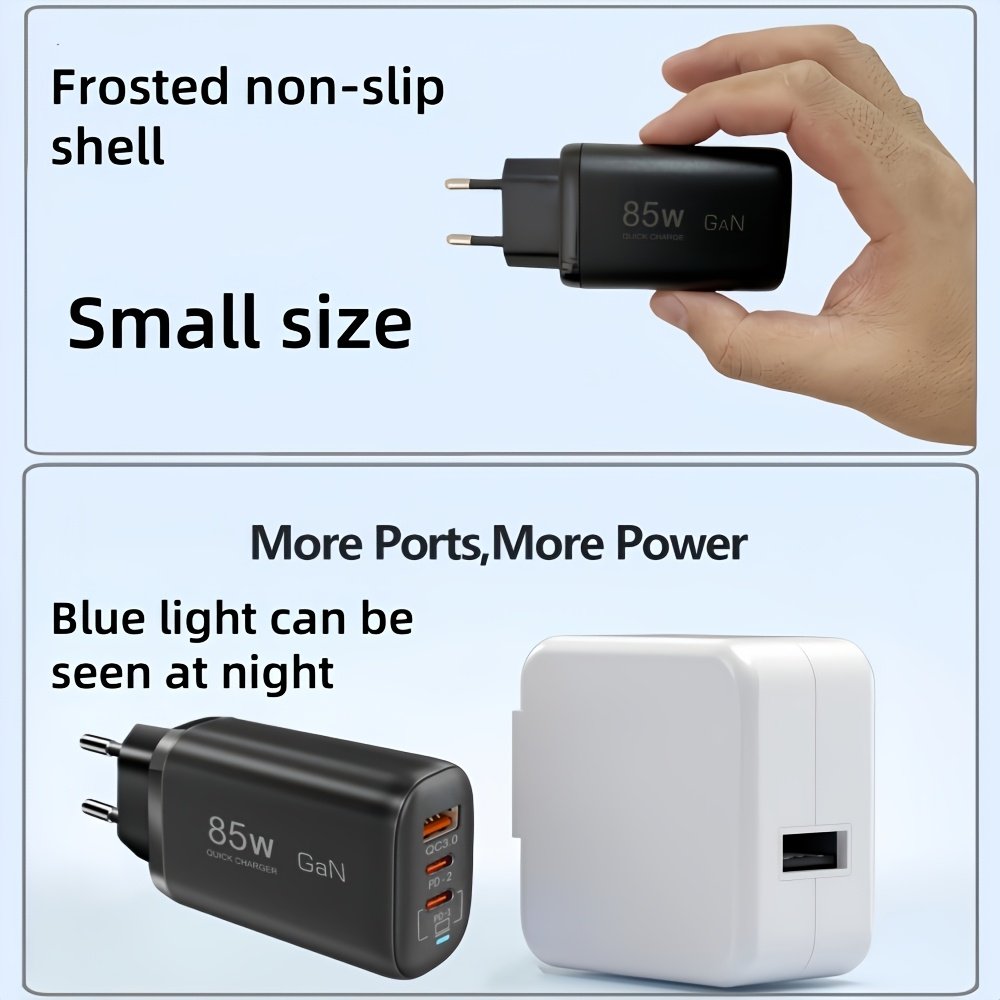 85W GaN USB-C Fast Charger, Multi-Port Power Adapter with PPS PD & QC 3.0/4.0, Universal Quick Charge for iPhone 16/15/14/13 Pro Max, Samsung, Xiaomi, iPad, MacBook - EU Plug, 110V/220V - Image 13