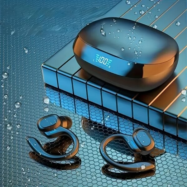 Wireless earphones with built-in high-definition microphone, LED screen charging case, automatic pairing for long-lasting battery life, suitable for sports, cycling, driving, and daily use. Ear hanging earplugs are painless to wear for a long time - Image 4