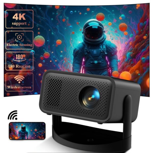 ZRZTM 4K 2025Portable Projector, Home Theater, Mini Projector with External Steering Console, Native 1080P Full HD, Android 11 and WiFi Support, Compatible with TV Stick/USB/Tablet/Windows - Image 4
