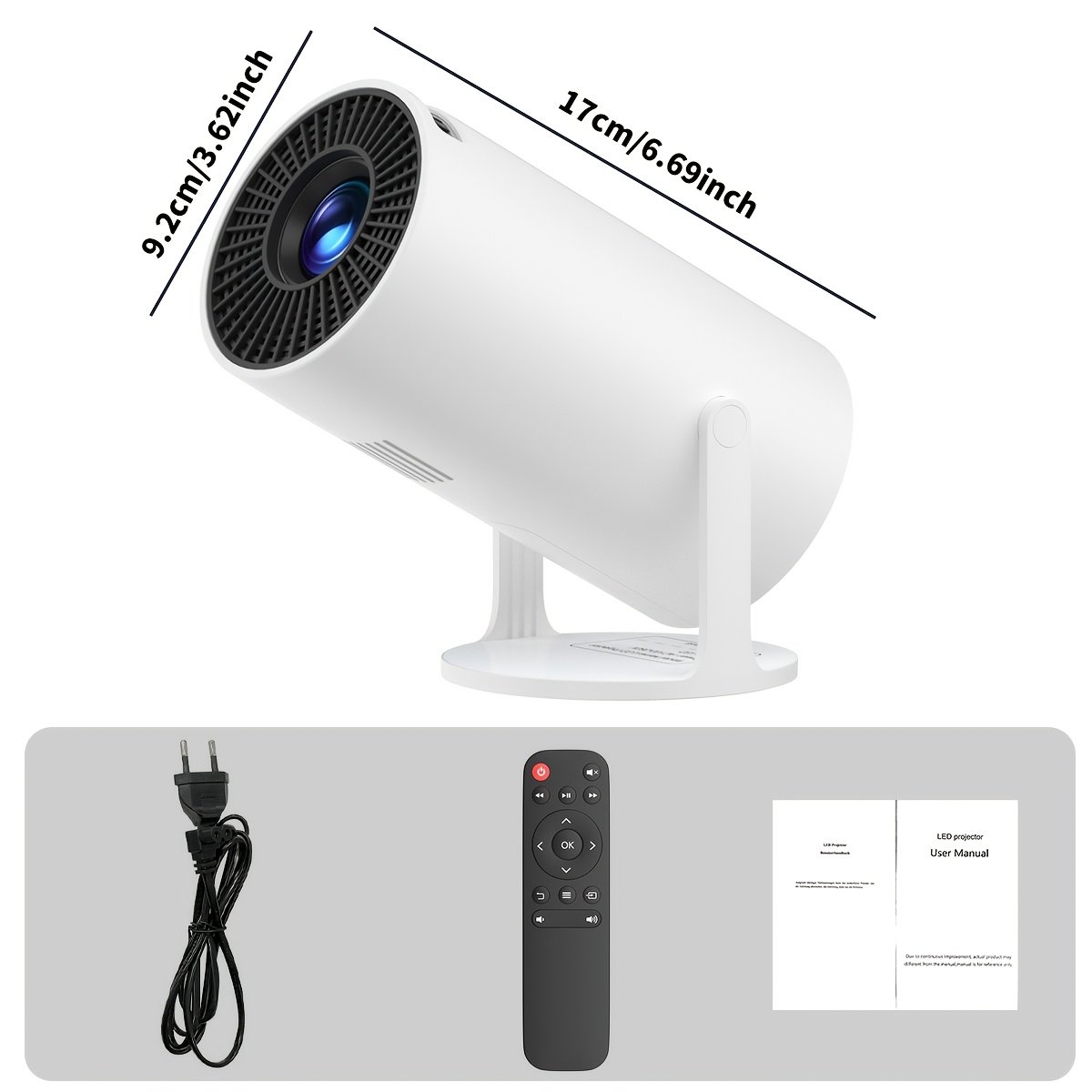 Portable Mini Projector with Built-in Android 11.0, 150ANSI Lumens, WiFi6, 180° Rotatable, Table Mount, Remote Control, HD 720p, 16:9 Aspect Ratio, Compatible with Smartphone/USB, for Home Theater, Party, Christmas Gift - Image 8