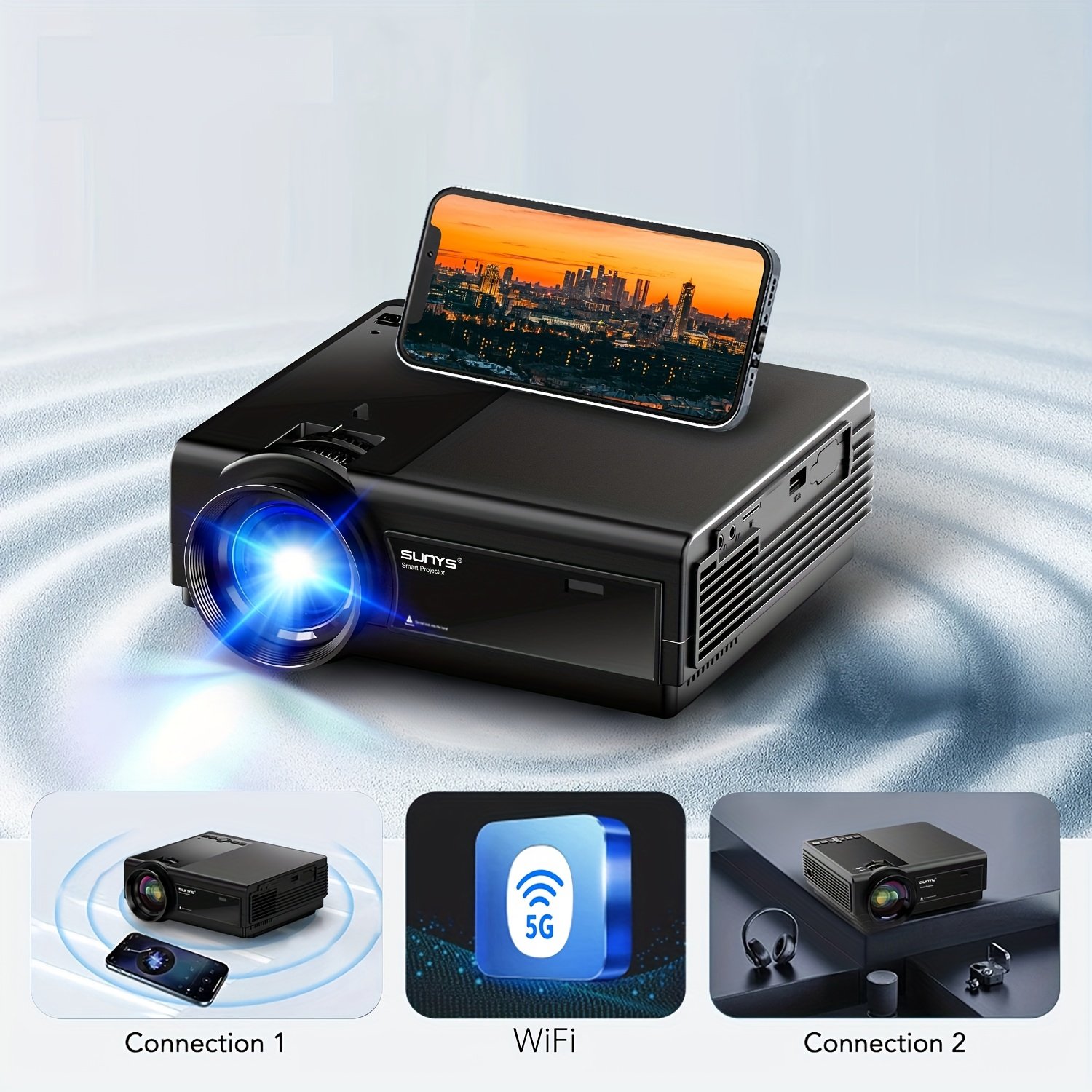 Projector with WiFi 5, Native 1080P Outdoor Movie Projector, Smart Home Projector for Phone/Laptop/TV Stick - Image 6