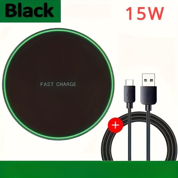 Portable Travel Charger, Round Thin Design, 15W Fast Charging Magnetic Wireless Charger with USB Connector, Compatible with Apple and for SamSung Phones, USB-Powered, 36V Max Voltage, Fast Charging Function, No Battery Required - Image 5