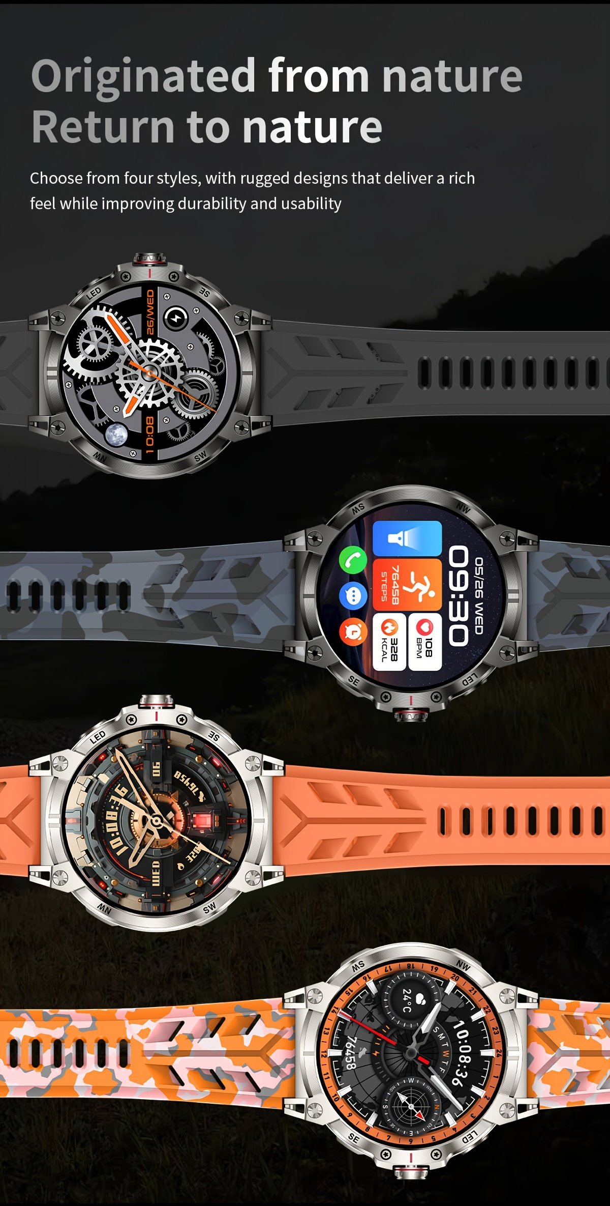 1.85 Inch Large Screen Smart Watch - 55mm - IP68 Waterproof Smart Watch for Men - 760mAh Large Battery - 100+ Sports Modes Activity Tracker - Wireless Calling and Answering - Sports Bracelet with LED Light - Compatible with Android/iPhone - Gift for Men - Image 11