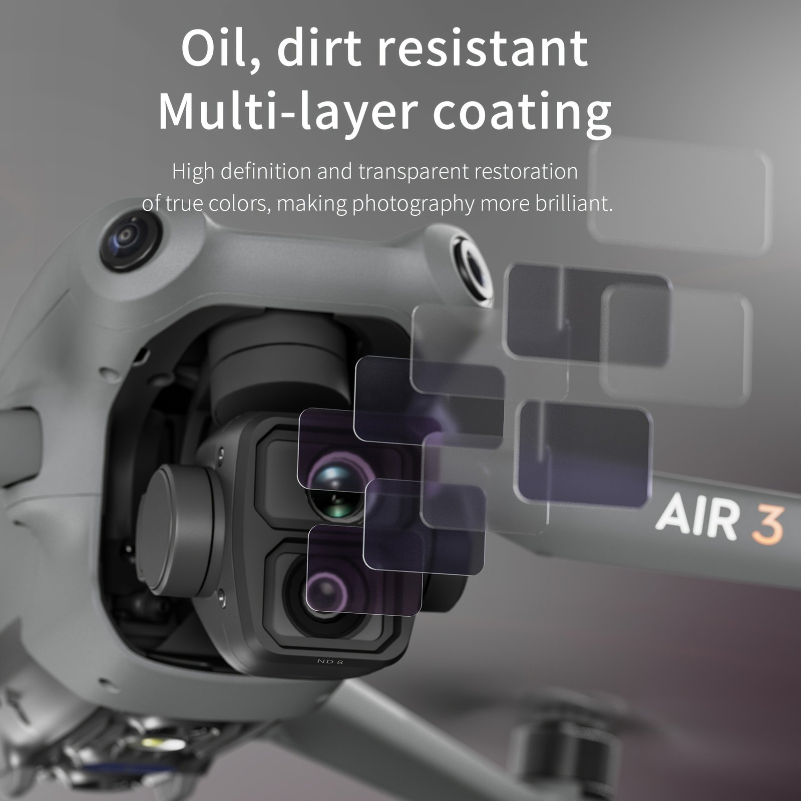 STARTRC 6pcs ND Filter Set for DJI Air 3 - UV, CPL, ND8, ND16, ND32, ND64 - Adjustable Metal Filters with Rectangular Shape - Image 3