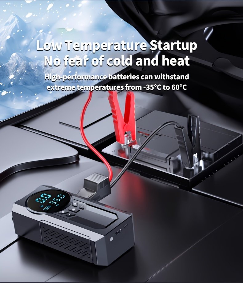 Portable Cordless Car Jump Starter & Tire Inflator - USB Rechargeable, LED Display, Flashlight Feature, Large Capacity Storage - Image 16