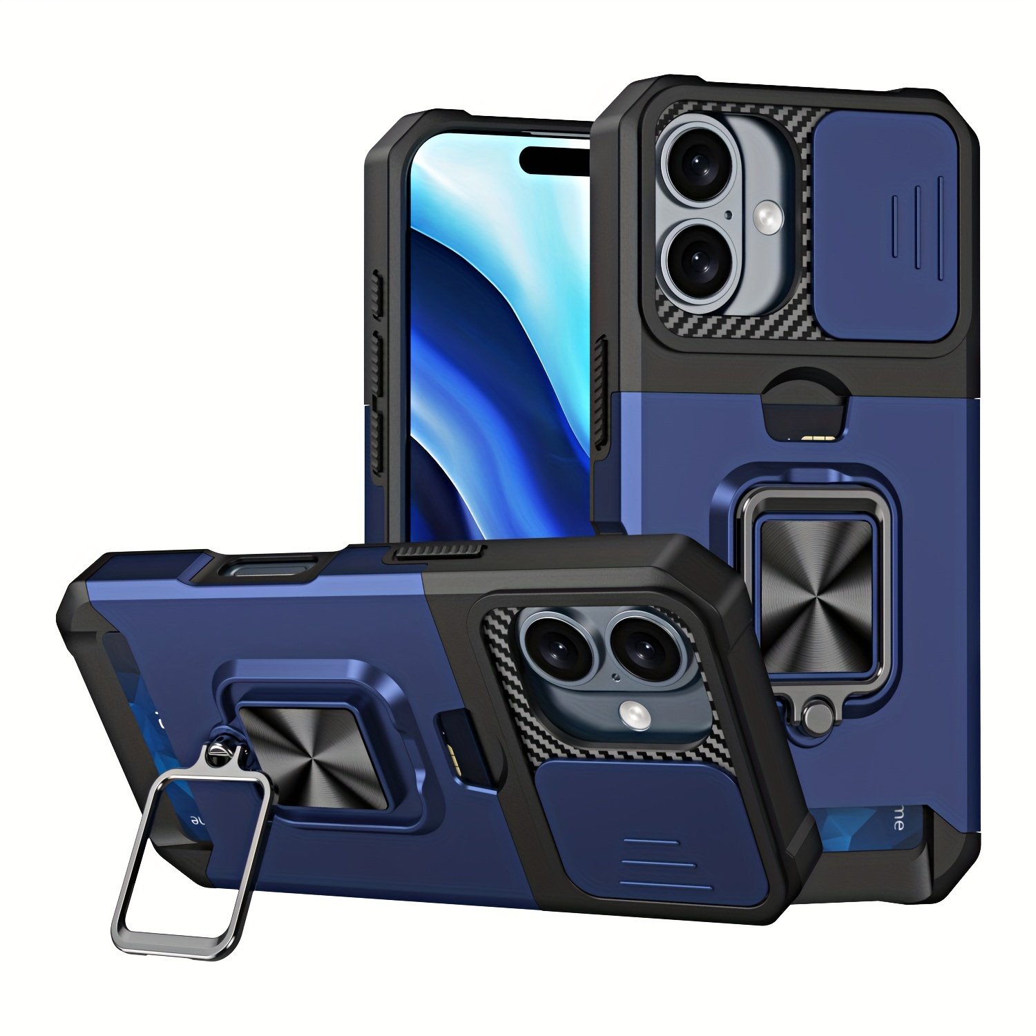 Durable and Sturdy Heavy-duty Phone Case, Suitable for iPhone 16 15 14 13 12 11 Pro XS Max Mini Designed Shock Resistant Hard Phone Case, with Metal Bracket and Card Slot, Suitable for Outdoor Work and Exploration - Image 12