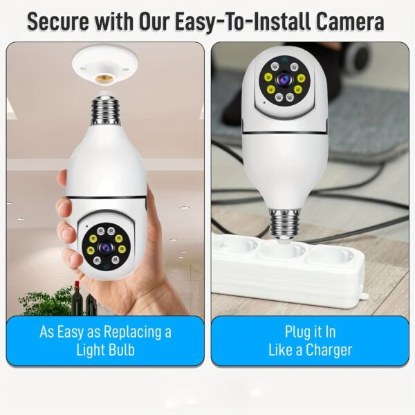 1pc Smart E27 Bulb Security Camera, 360° Rotatable, Wi-Fi Enabled, Infrared Night Vision, Two-Way Audio, Motion Sensor, Ceiling Mount, Hard-Wired 110-240V, App Control, No Battery, Non-Waterproof - Image 13