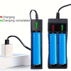 Portable USB Battery Charger with LED Indicator, Single and Dual Slot Charging, ≤36V Operating Voltage - USB Powered (Battery Not Included), Power Supply