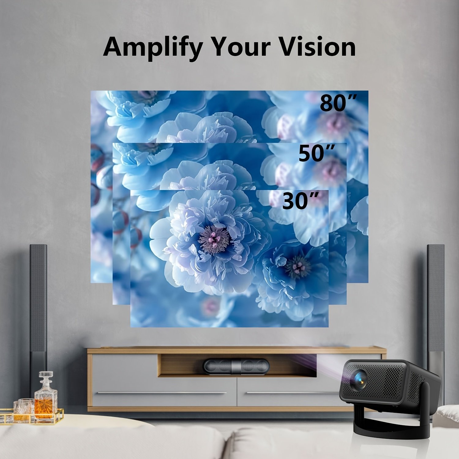 Compact 1080P Mini Projector with Wireless & WiFi - Portable Home Theater for Movies and Videos, USB Interface, Remote Control, Smartphone & Tablet Compatible, 1280x720 HD Resolution, Compact Travel Accessories - Image 3