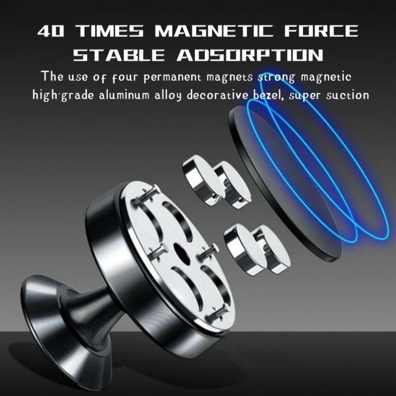 Universal Aluminum Alloy Car Phone Holder, 360 Degree Rotation, Strong Magnetic Mount, Durable Auto Dashboard Accessory - Image 9