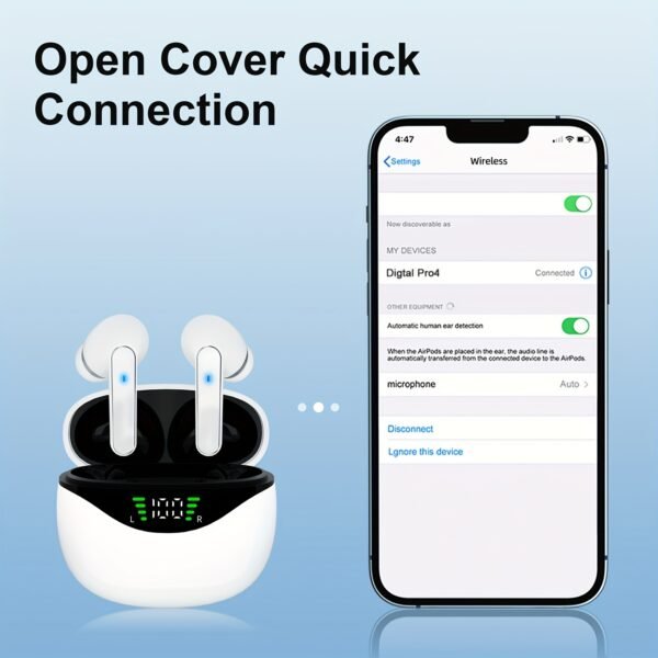 1 Pair LIFEBEE True Wireless Earbuds with Digital LED Power Display, TWS In-Ear Headphones with ENC Noise Cancelling, Built-in Condenser Mic, Sports Exercise Earphones with Deep Bass, Type-C Rechargeable Case, 300mAh Lithium Polymer Battery, Wireless Open - Image 8