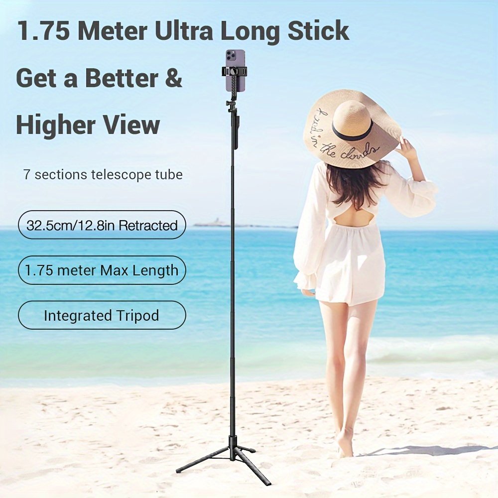 172.72cm Selfie Stick Tripod with Wireless Wireless with Remote Shutter for Android IOS Cell Mobile Phone Gimbal Stabilizer, Travel Tripod Phone holder Compatible with iPhone/Android/GoPro - Image 2